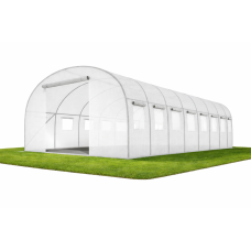 Садова теплиця 24 м² (8 х 3 х 2 м) з армованою плівкою UV-4, з вікнами, Прозора (Польща)