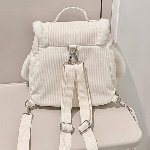 Детский рюкзак-сумка 36262 плюшевый мягкий с ушками White