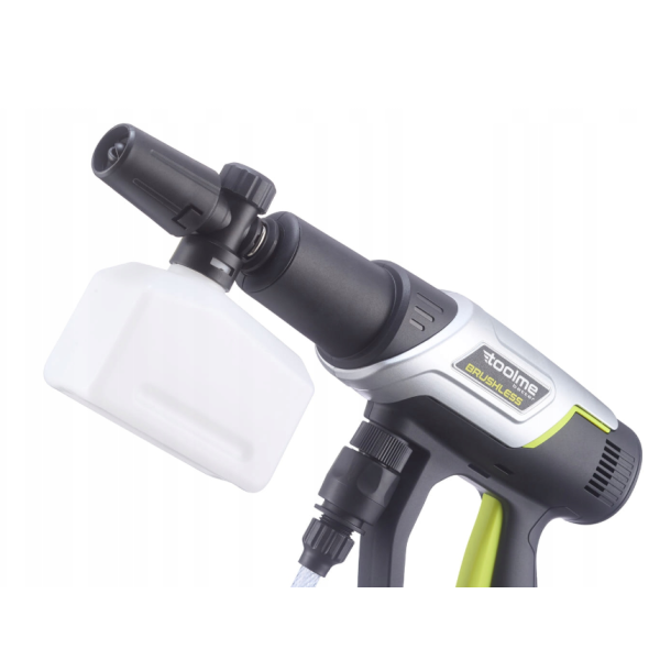 Акумуляторна мийка високого тиску Toolme TM280 PRO BRUSHLESS 450 Вт з алюмінієвою помпою, 2 АКБ 21В, піногенератор (Польща)
