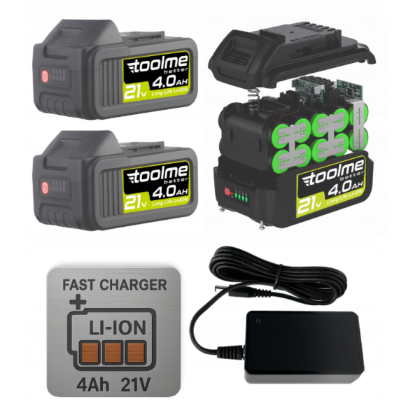 Акумуляторна мийка високого тиску Toolme TM280 PRO BRUSHLESS 450 Вт з алюмінієвою помпою, 2 АКБ 21В, піногенератор (Польща)