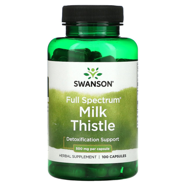 Розторопша плямиста, Milk Thistle, Swanson, 500 мг, 100 веганських капсул