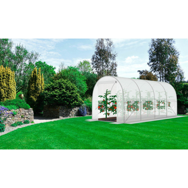 Садова теплиця 10 м² (4 х 2,5 х 2 м) з армованою плівкою UV-4, з вікнами, Біла (Польща)