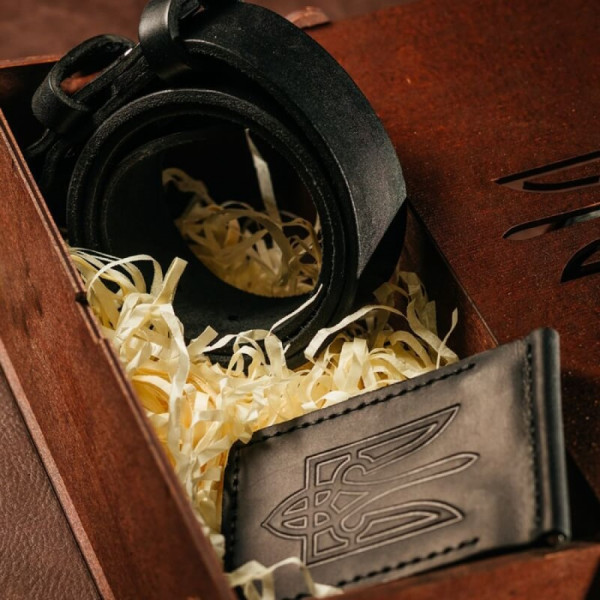 Подарунковий чоловічий набір з ременя Florida та затискача для грошей