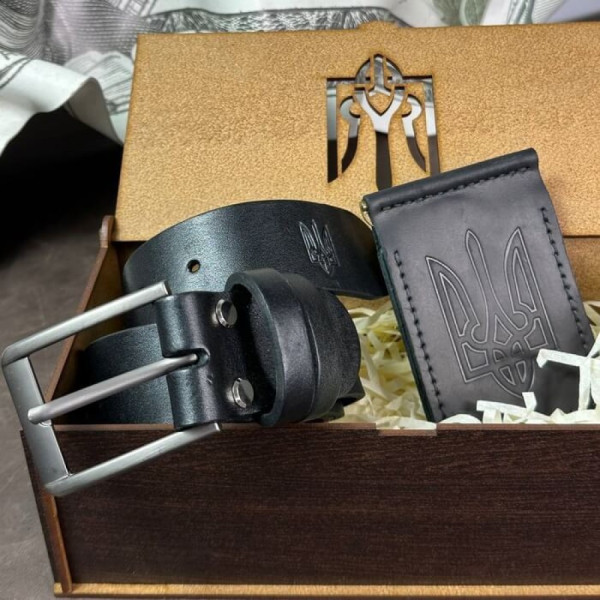 Подарунковий чоловічий набір з ременя Florida та затискача для грошей