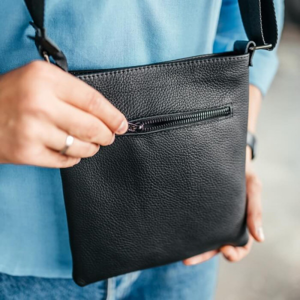 Чоловіча шкіряна сумка через плече No Poket зерниста