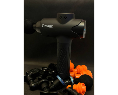 Перкусійний масажер Boostex Pro Max 2 - масажний пістолет із кейсом - вібраційний ударний електромасажер із 21 насадкою