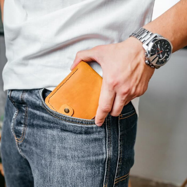 Чоловічий гаманець Біфолд рудий