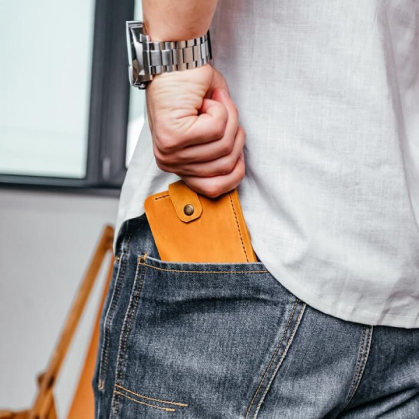 Чоловічий гаманець Біфолд рудий