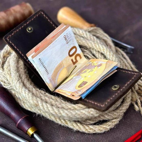 Затискач для грошей коричневий