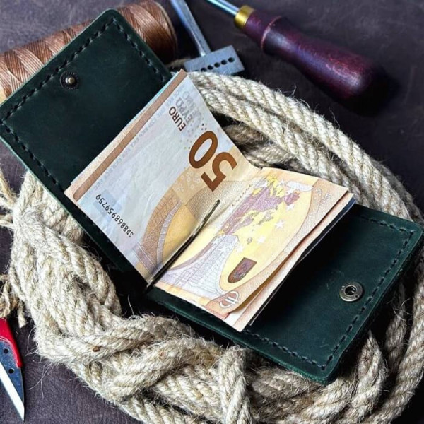 Затискач для грошей зелений Тризуб