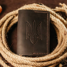 Чоловіча обкладинка на паспорт коричнева Тризуб