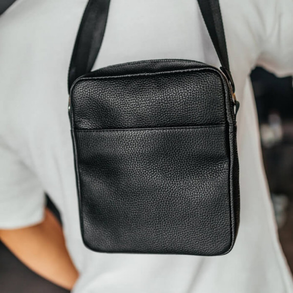 Чоловіча шкіряна сумка через плече London чорна