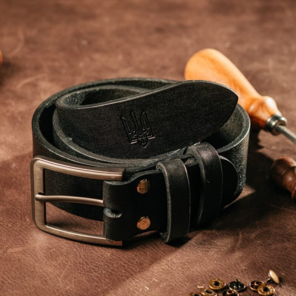 Чоловічий ремінь Florida чорний тризуб