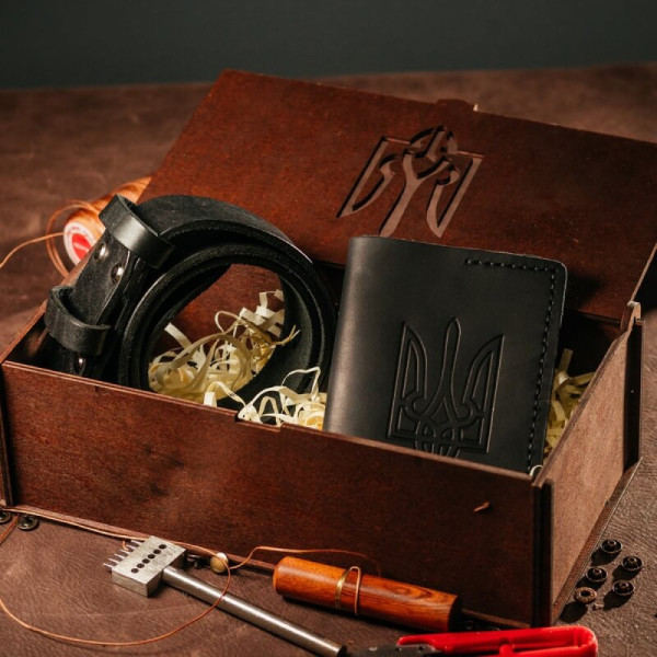 Подарунковий чоловічий набір з ременя Florida та обкладинки на паспорт