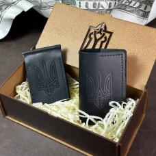 Подарунковий чоловічий набір із затискача для грошей та обкладинки на паспорт