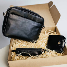 Жіночий набір ЦЕ ВСЕ ТОБІ з сумки Джорджія, гаманця Біфолд та ключниці в чорному кольорі