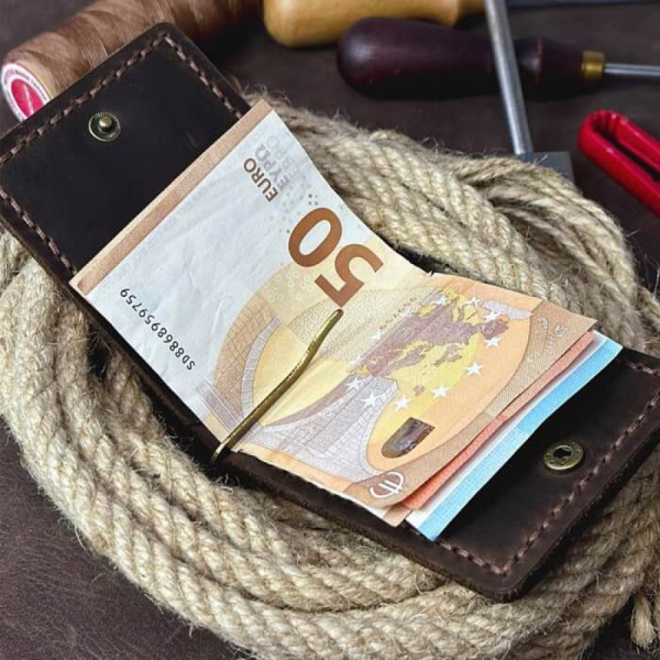 Затискач для грошей коричневий Хрещений батько