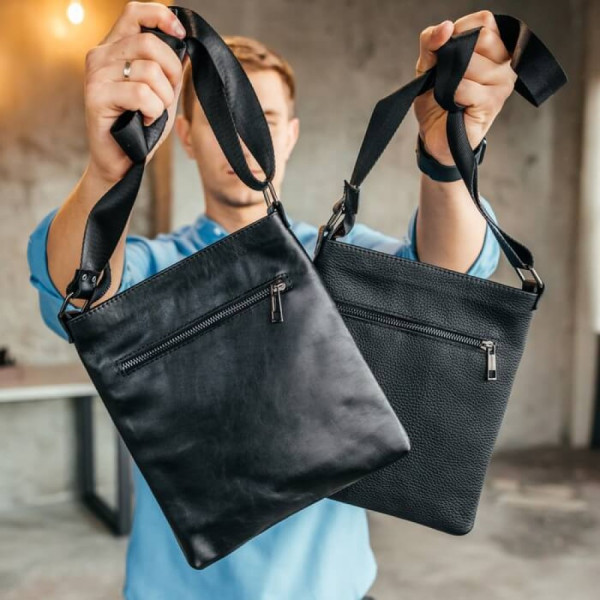 Чоловіча шкіряна сумка через плече No Poket гладка