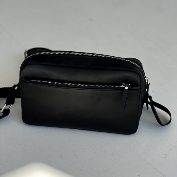 Чоловіча шкіряна сумка через плече New York чорна