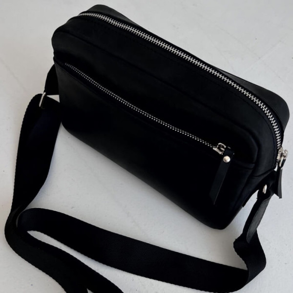 Чоловіча шкіряна сумка через плече New York чорна