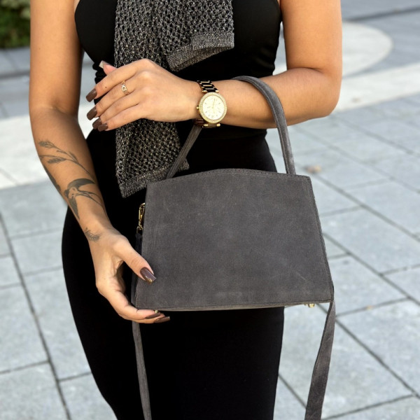 Жіноча сумка замшева Кароліна графіт