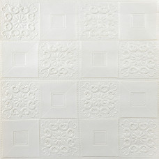 Самоклеюча декоративна настінно-стельова 3D панель 700х700х3мм Білий(114-3) SW-00000697