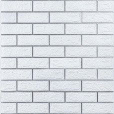 Самоклеюча 3D панель 700х770х3мм Біла цегла смужка срібло (100-3) SW-00000752