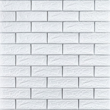 Самоклеюча 3D панель 700х770х5мм Біла цегла смужка срібло (100-5) SW-00000753