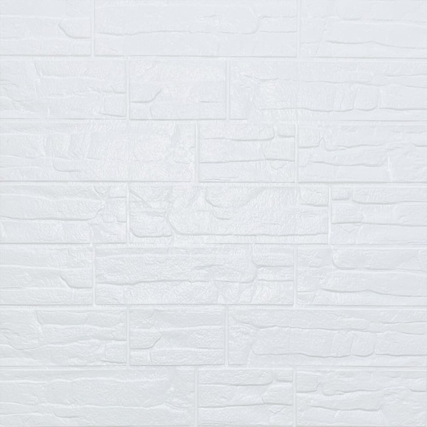 Самоклеюча декоративна 3D панель Камінь біла рвана цегла 700х770х5мм (155) SW-00000484