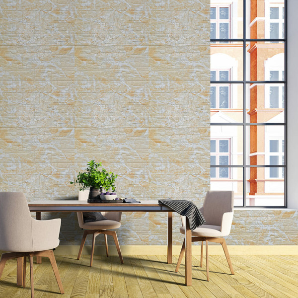 Самоклеюча декоративна 3D панель Камінь бежева рвана цегла700х770х3мм (157) SW-00000486