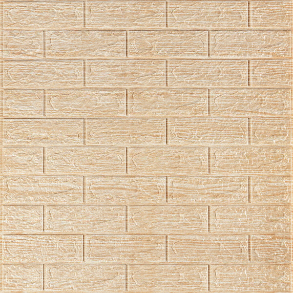 Самоклеюча декоративна 3D панель 700х770х5мм Бежева смужка цегла (184) SW-00000489