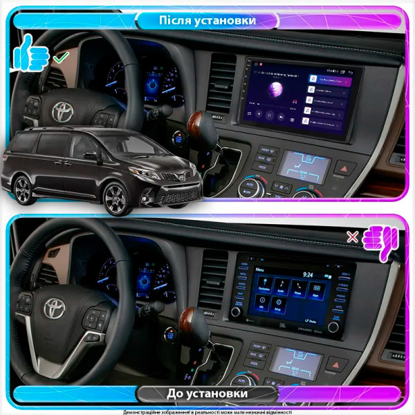 Штатная магнитола Lesko для Toyota Sienna III Рестайлинг 2 2017-2020 экран 9" 6/128Gb 4G Wi-Fi GPS Top