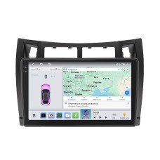 Штатная магнитола Lesko для Toyota Yaris II 2005-2009 экран 9" 4/64 QLED CarPlay 4G Wi-Fi GPS 360 Prime