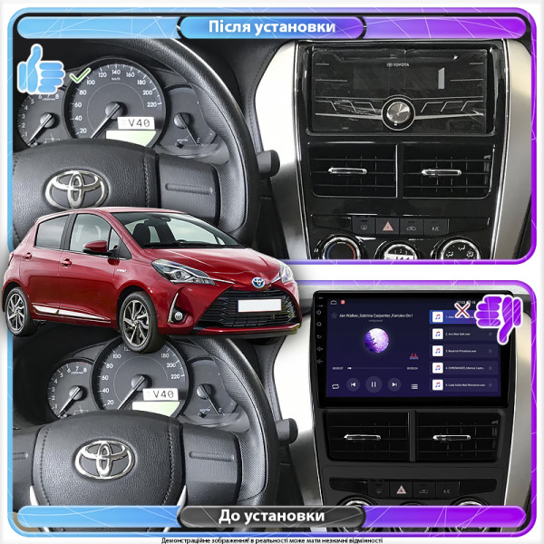 Штатная магнитола Lesko для Toyota Yaris III Рестайлинг 2 2017-2020 экран 9" 2/32Gb CarPlay 4G Wi-Fi GPS Prime