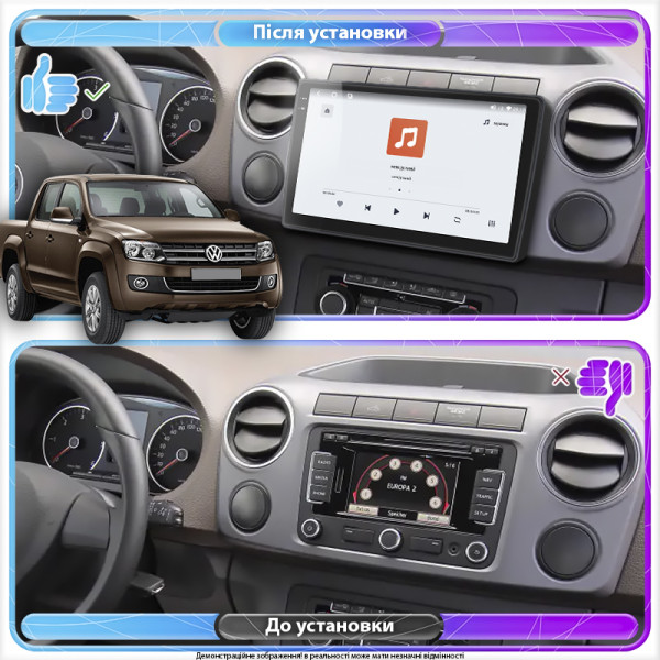 Штатная магнитола Lesko для Volkswagen Amarok I 2010-2016 экран 10" 4/64 QLED CarPlay 4G Wi-Fi GPS 360 Prime