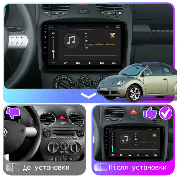 Штатная магнитола Lesko для Volkswagen Beetle I (A4) Рестайлинг 2005-2010 экран 9" 6/128Gb 4G Wi-Fi GPS Top
