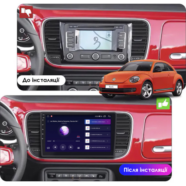 Штатная магнитола Lesko для Volkswagen Beetle II (A5) 2011-2019 экран 10" 2/32Gb Wi-Fi GPS Base