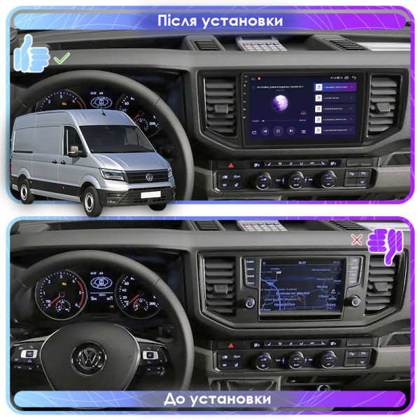 Штатная магнитола Lesko для Volkswagen Crafter II 2017-н.в. экран 10" 4/64Gb CarPlay 4G Wi-Fi GPS Prime