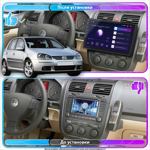 Штатная магнитола Lesko для Volkswagen Golf V 2003-2009 экран 10" 4/32Gb 4G Wi-Fi GPS Top