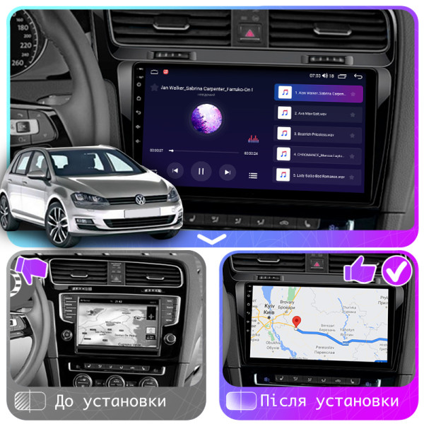 Штатная магнитола Lesko для Volkswagen Golf VII 2012-2017 экран 10" 2/32Gb CarPlay 4G Wi-Fi GPS Prime