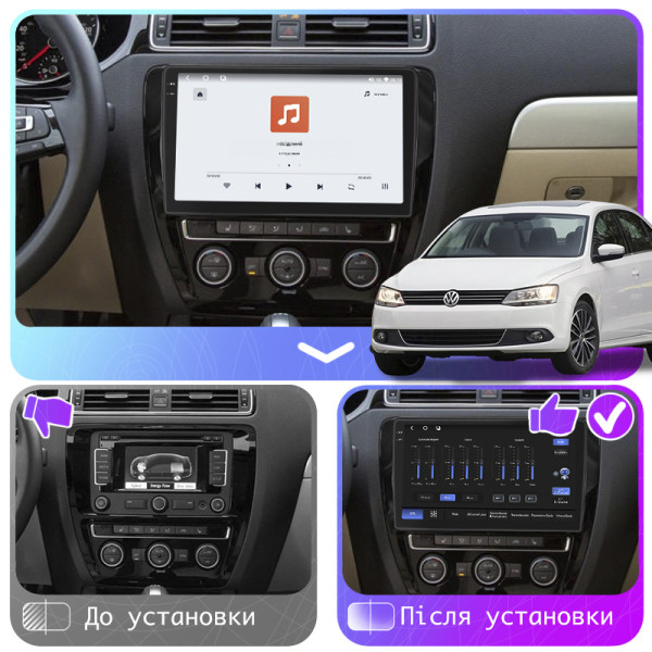 Штатная магнитола Lesko для Volkswagen Jetta VI 2010-2015 экран 10" 4/64 QLED CarPlay 4G Wi-Fi GPS 360 Prime