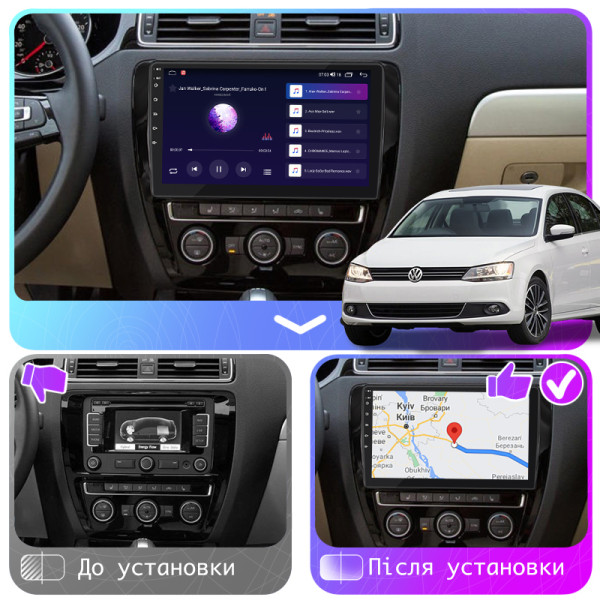 Штатная магнитола Lesko для Volkswagen Jetta VI Рестайлинг 2014-2018 экран 10" 2/32Gb CarPlay 4G Wi-Fi GPS Prime
