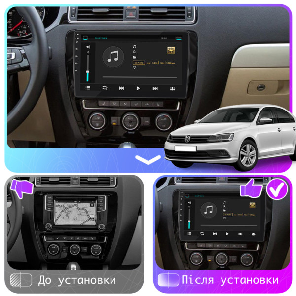 Штатная магнитола Lesko для Volkswagen Jetta VI Рестайлинг 2014-2018 экран 10" 2/32Gb 4G Wi-Fi GPS Top