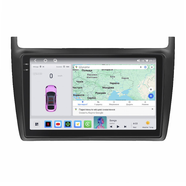 Штатная магнитола Lesko для Volkswagen Polo V 2009-2015 экран 9" 4/64 QLED CarPlay 4G Wi-Fi GPS 360 Prime