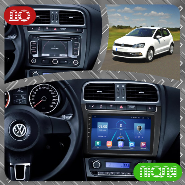 Штатная магнитола Lesko для Volkswagen Polo V 2009-2015 экран 9" 2/32Gb 4G Wi-Fi GPS Top