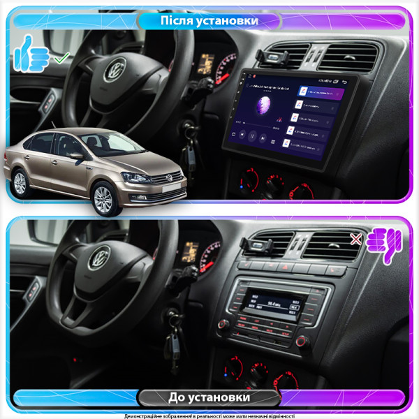 Штатная магнитола Lesko для Volkswagen Polo V Рестайлинг 2014-2020 экран 10" 4/64Gb CarPlay 4G Wi-Fi GPS Prime