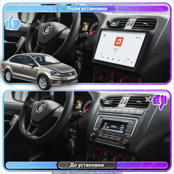 Штатная магнитола Lesko для Volkswagen Polo V Рестайлинг 2014-2020 экран 10" 4/64 QLED CarPlay 4G Wi-Fi GPS 360 Prime