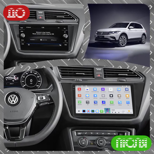 Штатная магнитола Lesko для Volkswagen Tiguan II Рестайлинг 2020-н.в. экран 10" 4/64 QLED CarPlay 4G Wi-Fi GPS 360 Prime
