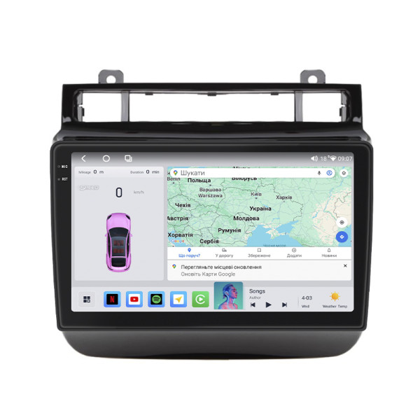 Штатная магнитола Lesko для Volkswagen Touareg II Рестайлинг 2014-2018 экран 9" 4/64 QLED CarPlay 4G Wi-Fi GPS 360 Prime