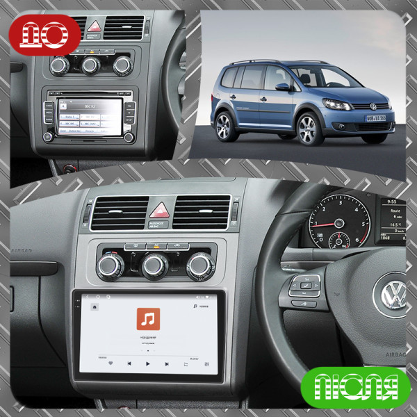 Штатная магнитола Lesko для Volkswagen Touran II 2010-2015 экран 10" 4/64 QLED CarPlay 4G Wi-Fi GPS 360 Prime